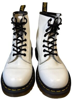 Dr Martens 1460 White Leather Boots Women’s 7 | Combat Lace Up Docs